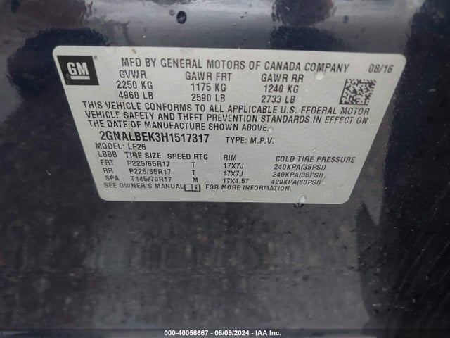 Chevrolet EQUINOX LS 2017 2GNALBEK3H1517317 Image 9