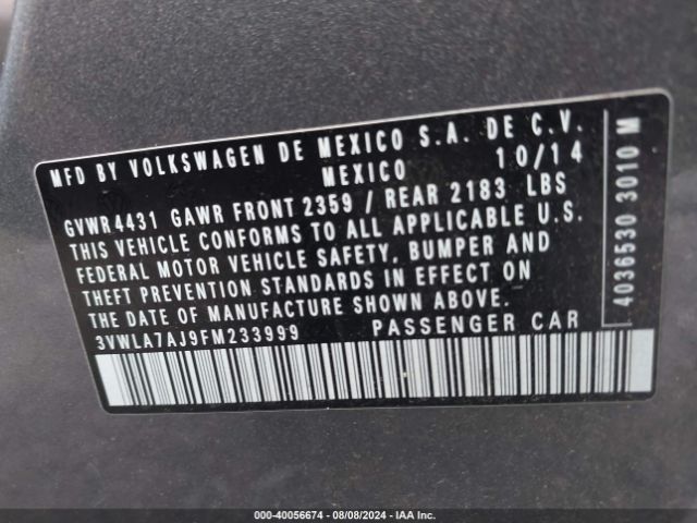 3VWLA7AJ9FM233999 Volkswagen Jetta 2.0l Tdi S