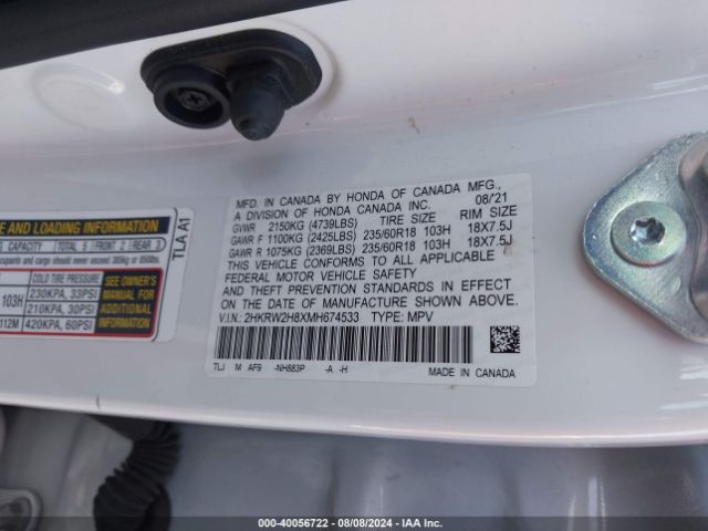 2HKRW2H8XMH674533 Honda Cr-v Awd Ex-l