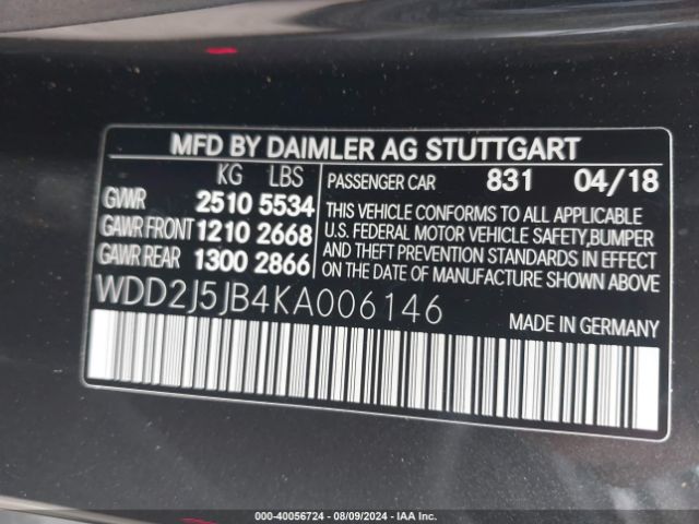 WDD2J5JB4KA006146 Mercedes-Benz CLS 450