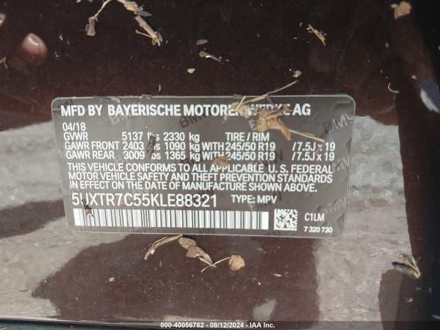 BMW X3 Sdrive30i 2019 5UXTR7C55KLE88321 Image 9