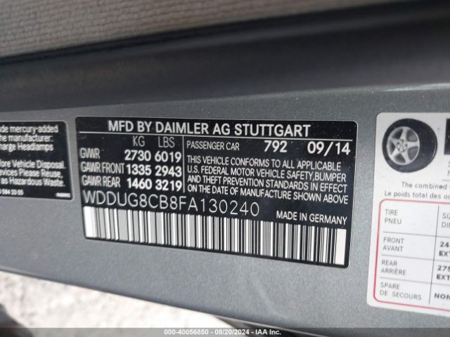 WDDUG8CB8FA130240 Mercedes-Benz S 550