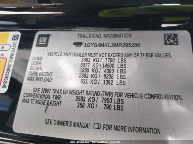 1GYS4MKL3MR295280 Cadillac Escalade Esv 4wd Premium Luxury Platinum