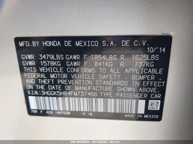 3HGGK5H84FM737466 Honda Fit Ex/ex-l