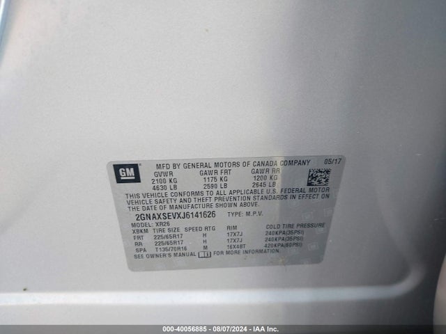 Chevrolet EQUINOX LT 2018 2GNAXSEVXJ6141626 Image 9
