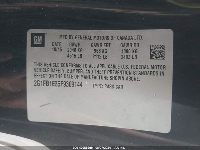 2G1FB1E35F9309144 Chevrolet Camaro 2ls