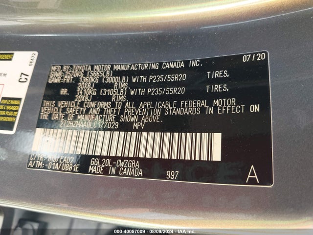 Lexus RX 350 2020 2T2HZMAA0LC177029 Image 9
