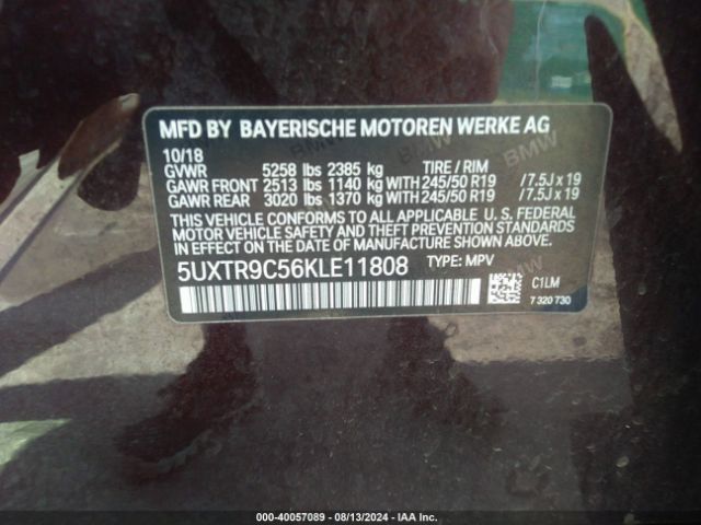 5UXTR9C56KLE11808 BMW X3 Xdrive30i