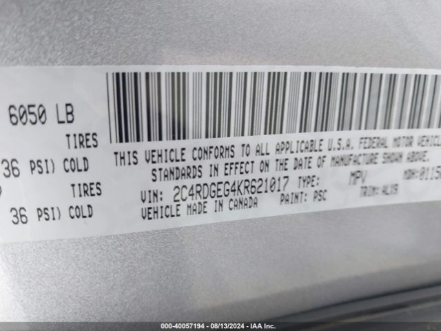 2C4RDGEG4KR621017 Dodge Grand Caravan Gt