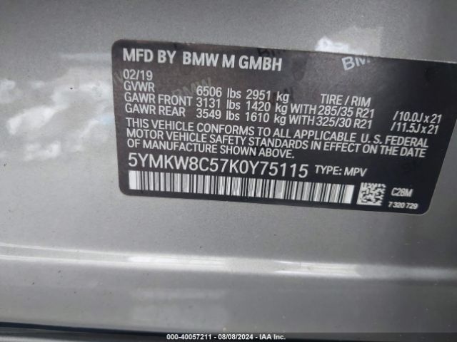 5YMKW8C57K0Y75115 BMW X6 M