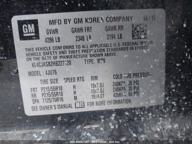 KL4CJASB2HB227120 Buick Encore Preferred