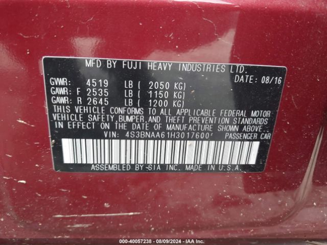 4S3BNAA61H3017600 Subaru Legacy 2.5i