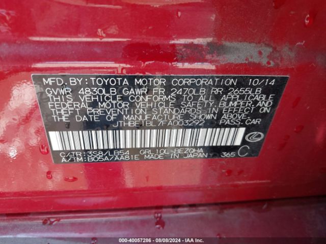 JTHBE1BL7FA003292 Lexus GS 350