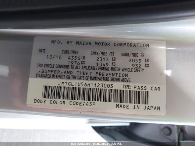 JM1GL1U56H1123003 Mazda Mazda6 Sport