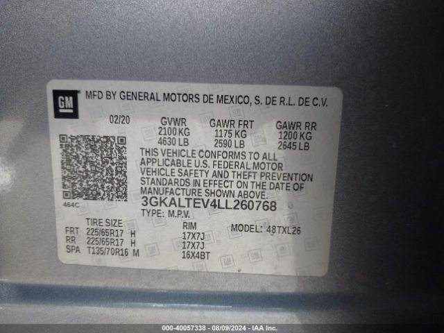 3GKALTEV4LL260768 GMC Terrain Awd Sle