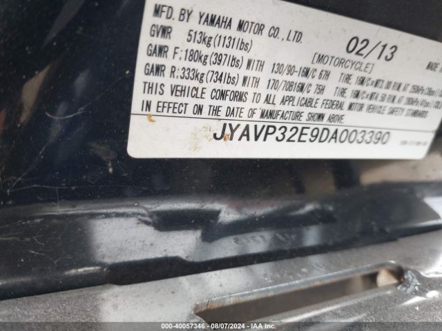 2013 YAMAHA XVS1300 JYAVP32E9DA003390 Photo 9