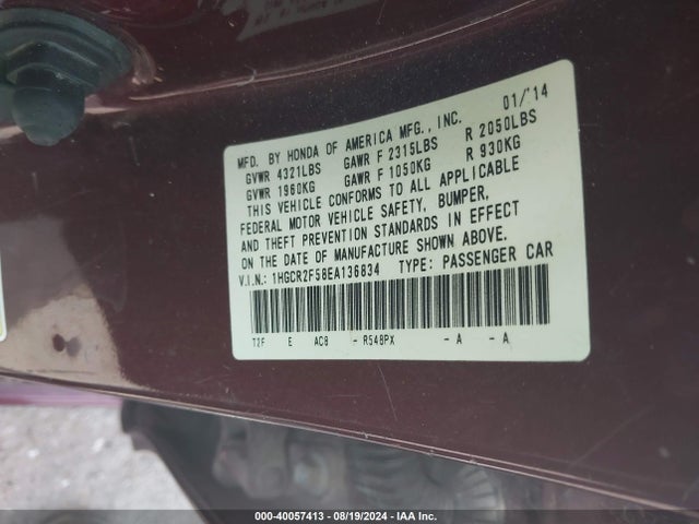 Honda Accord Sport 2014 1HGCR2F58EA136834 Image 9