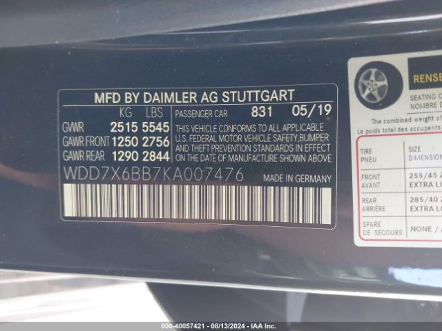 2019 MERCEDES-BENZ AMG GT 53 4-DOOR COUPE WDD7X6BB7KA007476 Photo 8