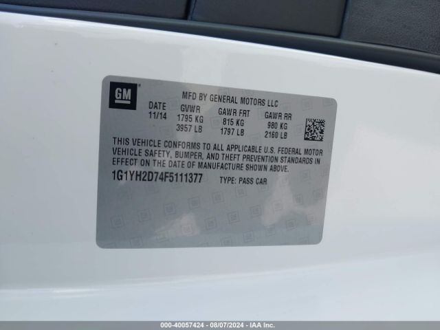 1G1YH2D74F5111377 Chevrolet Corvette Stingray Z51
