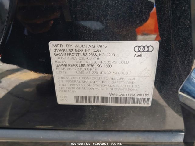 WA1C2AFP0GA039350 Audi Q5 PREMIUM