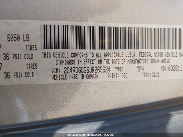 Dodge Grand Caravan Sxt 2018 2C4RDGCG6JR265624 Image 9
