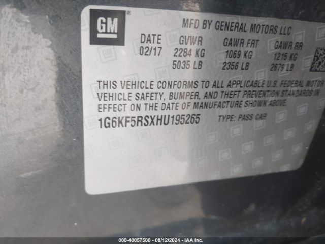 1G6KF5RSXHU195265 Cadillac Ct6 Premium Luxury