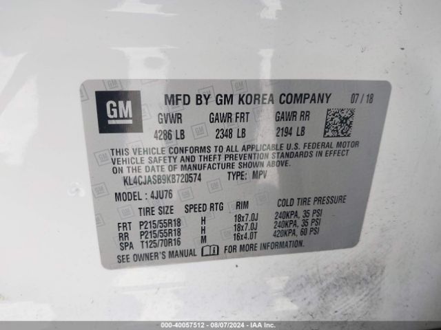 KL4CJASB9KB720574 Buick Encore Fwd Preferred