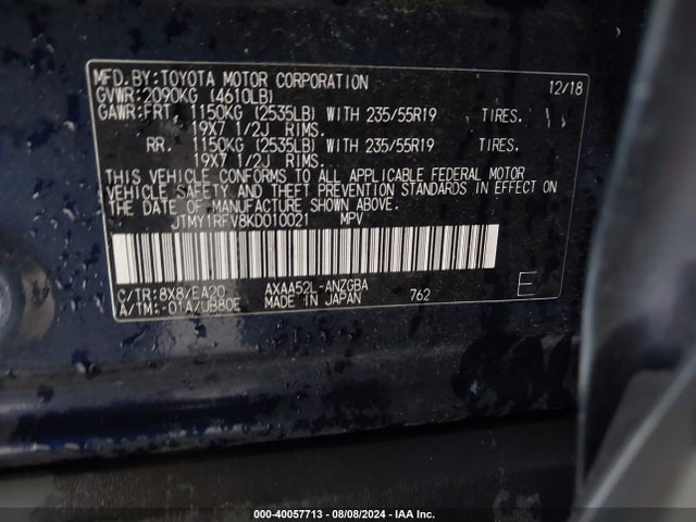 Toyota Rav4 Limited 2019 JTMY1RFV8KD010021 Image 9