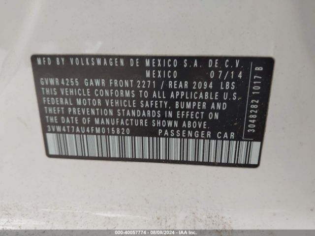 3VW4T7AU4FM015820 Volkswagen Golf Gti 2.0t Se 4-door