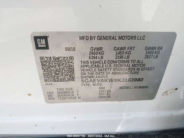 5GAEVAKWXKJ163980 Buick Enclave Awd Essence