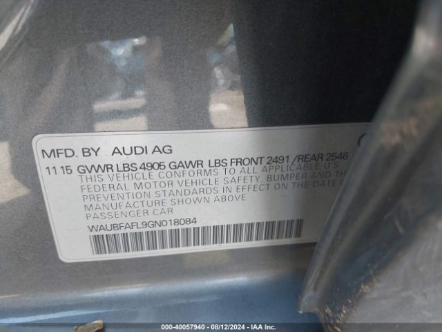 WAUBFAFL9GN018084 Audi A4 2.0t Premium