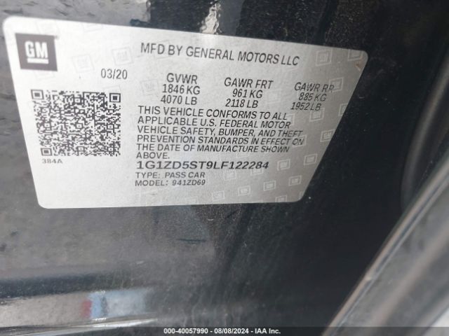 1G1ZD5ST9LF122284 Chevrolet Malibu Fwd Lt
