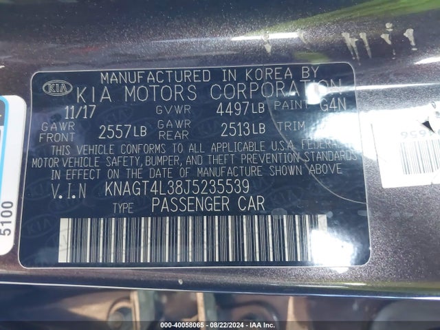 KIA Optima Lx 2018 KNAGT4L38J5235539 Image 9