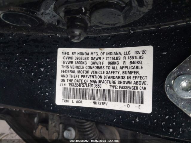 19XZE4F57LE010880 Honda INSIGHT EX