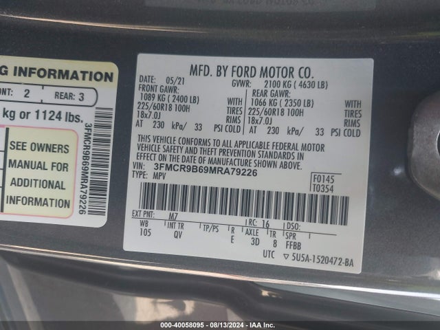 Ford Bronco Sport Big Bend 2021 3FMCR9B69MRA79226 Image 9