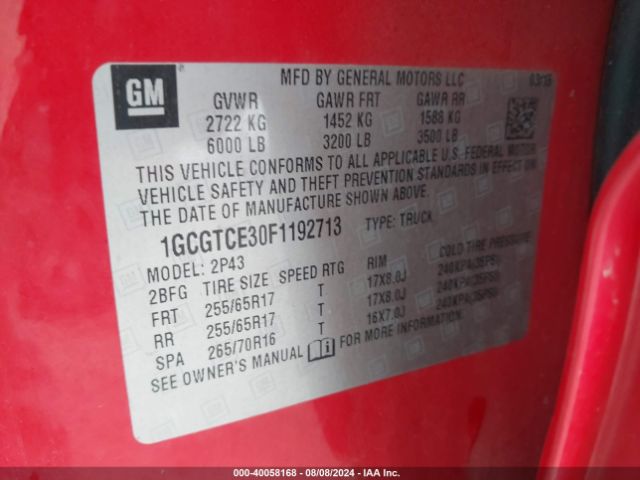 1GCGTCE30F1192713 Chevrolet Colorado Z71