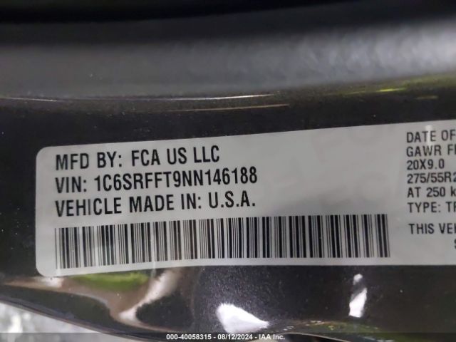 1C6SRFFT9NN146188 RAM 1500 Big Horn  4x4 5'7 Box