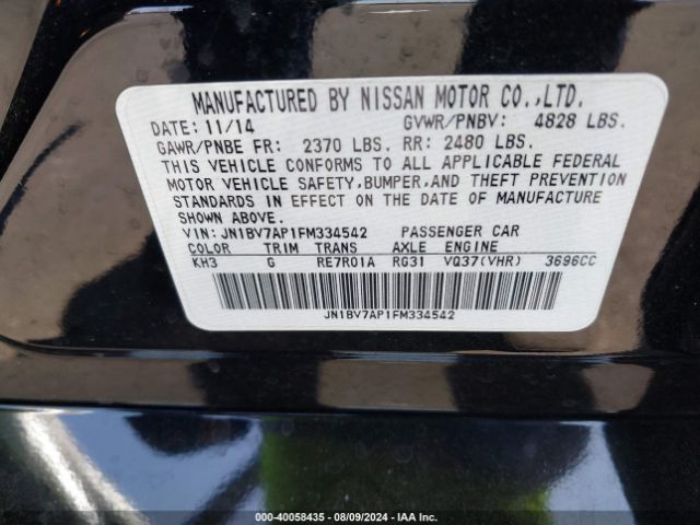 JN1BV7AP1FM334542 Infiniti Q50 Premium