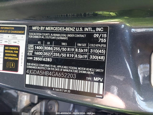 4JGDA5HB4GA652203 Mercedes-Benz Gle 350 4matic