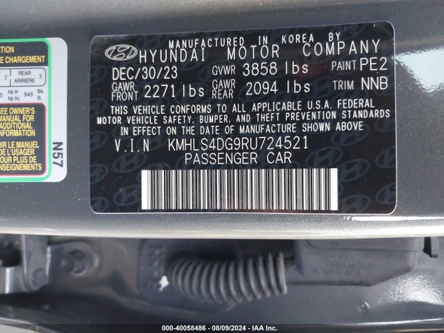 Hyundai ELANTRA SEL 2024 KMHLS4DG9RU724521 Image 9