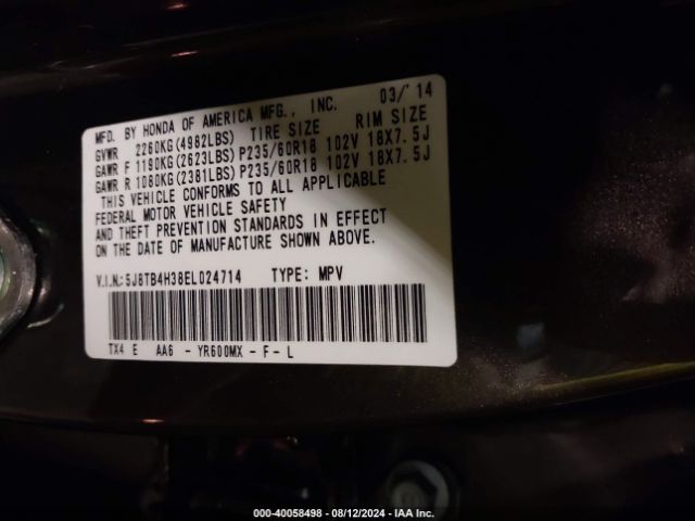 5J8TB4H38EL024714 Acura RDX