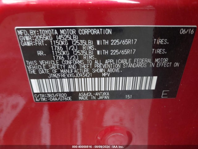 Toyota RAV4 LE 2016 JTMZFREVXGJ093421 Image 9