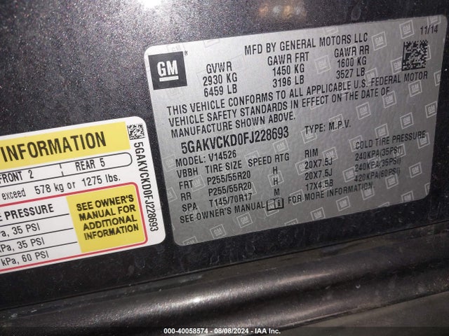 5GAKVCKD0FJ228693 Buick Enclave Premium