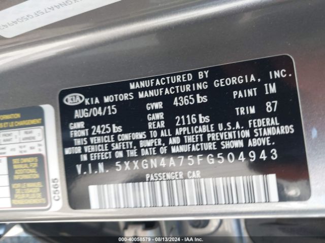 5XXGN4A75FG504943 KIA OPTIMA EX