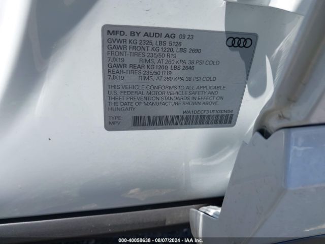 WA1DECF31R1033404 Audi Q3 Premium 45 Tfsi S Line Quattro Tiptronic