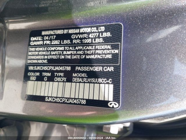 SJKCH5CPXJA045788 Infiniti Qx30 Premium