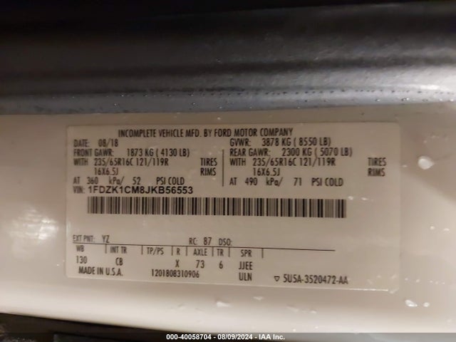 1FDZK1CM8JKB56553 Ford Transit-150 Xlt