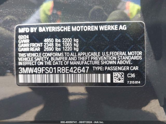 3MW49FS01R8E42647 BMW 3 Series M340i