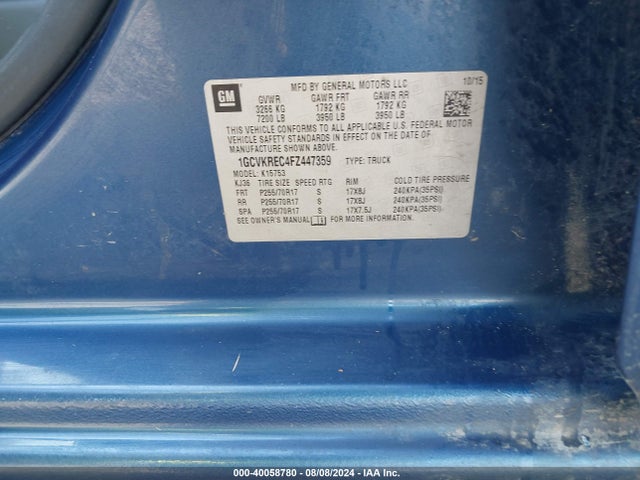 Chevrolet Silverado 1500 1lt 2015 1GCVKREC4FZ447359 Image 9