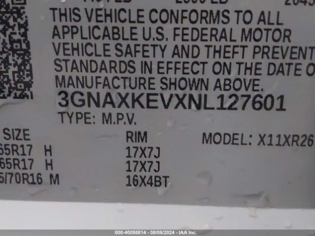 3GNAXKEVXNL127601 Chevrolet Equinox Fwd Lt